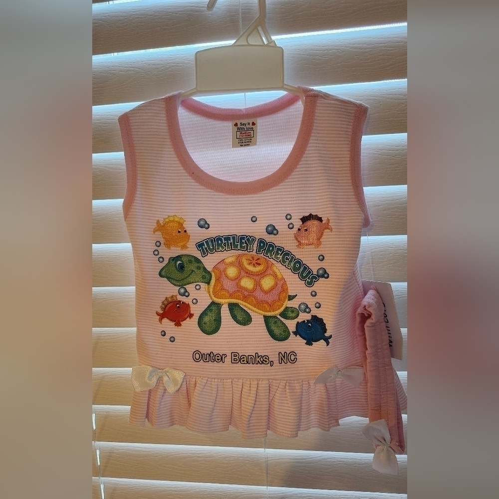 3 Piece Summer Outfit New Size 12-18 months Pink Stripe Turtle Fish Design